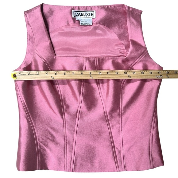 Vintage Carlisle Silk Bustier Corset Structured Tank Top in Pink Rose, Size 8 - Picture 4 of 6
